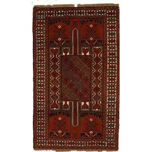  39 x 63 Red Persian Hand Knotted Wool Ghoochan Rug 