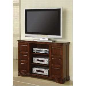  Plasma LCD TV Stand with Swing Doors in Dark Brown Finish 