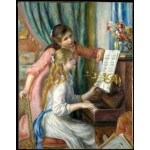  Oil Painting: Two Youngs at the Piano: Pierre Auguste 