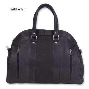  Tan Leather Multi Zip Travel Bag Jewelry