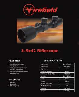 Firefield by Sightmark 3 9x42 Illuminated Riflescope  