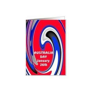 Australia Day January 26th, red white & blue wave, Card
