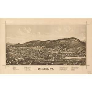  1889 Bristol Vermont, Birds Eye Map