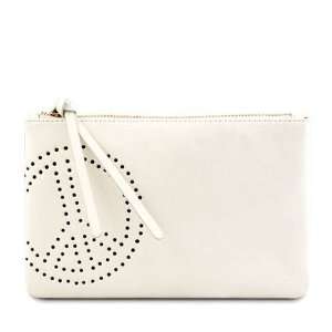 Ava Rose Peace Perforated Cosmetic Pouch   White Patent Leather