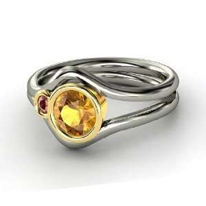  Sheltering Sky Ring, Round Citrine Sterling Silver Ring 