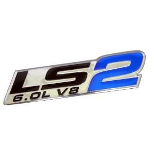 LS2 6.0L V8 Blue Engine Emblem Badge Highly Polished Aluminum Chrome 