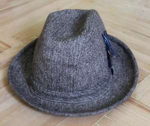 New Hat Fay FEDORA Wool tweed Brown mix brun Club Monaco sz ML Lined 