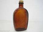 Vintage American Indian Amber Log Cabin Collectors Flask Syrup Bottle