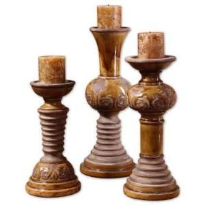  Aylin, Candleholders, Set of 3 by Uttermost   Antiqued 