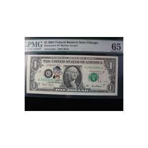 Signed Rose, John $1 2001 Federal Reserve Note Chicago with hand drawn 