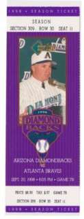 1998 Arizona Diamondbacks Full Ticket / Debut Season  