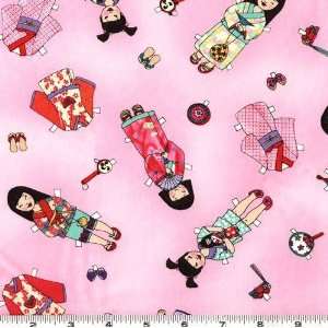   Kidz Prints Paper Dolls Pink Fabric By The Yard Arts, Crafts & Sewing