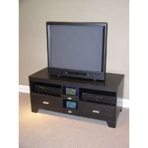 Contemporary Style Rich Black Wood Large Entertainment TV Stand