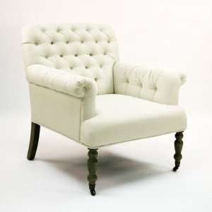  Lorraine Ivory Linen Tufted Arm Chair