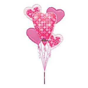    Happy Heart Day Pink Dots Bouquet Of Balloons Toys & Games