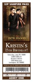 10 Twilight New Moon Personalized Ticket Invitations  