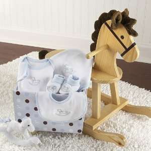  Rocking Horse & Blue Baby Layette Gift Set: Baby