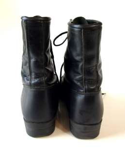 vintage black grunge combat granny leather BOOTS 6.5 7  