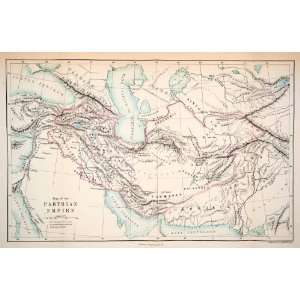 1873 Wood Engraved Map Parthian Empire Babylonia Mesopotamia Armenia 