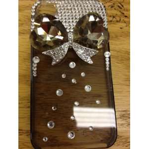   bowknot Bling Crystal rhinestone brown Case Cover for Apple Iphone 4