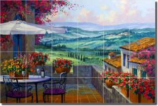 Senkarik Tuscan Patio Landscape Art Ceramic Tile Mural  