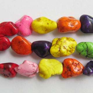 12x13mm Colorful Howlite Turquoise Nugget Loose Beads  