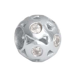 My Beads Sterling Silver Clear Cubic Zirconia Circle Cutout Bead SS 