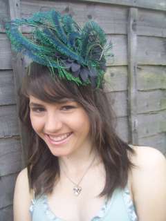 JESSIKA HILL Peacock feather fascinator ASCOT RACES  