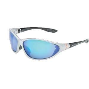  Glasses with Black/Silver Frame and Blue Mirror Tint Anti Fog Lens