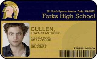 Twilight Student ID Card Movie Props Forks High School  