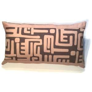  Kuba Cloth Pillow Style Pillow in Brown, Gold (A12)