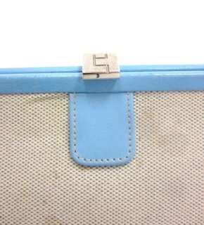 LAMBERTSON TRUEX Blue Leather Woven Satchel Handbag  