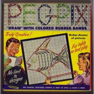   Pegpix Game Toy 1950s Draw with Colored Rubber Bands: Everything Else