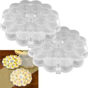   of 2 Deviled Egg Trays w/ Snap On Lids   Holds 36 Eggs: Home & Kitchen