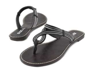 Black Silver SANDAL slip on thong flats leather ato 9  