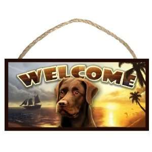  Clocolate Lab (Labrador) Summer Season Welcome Dog Sign 