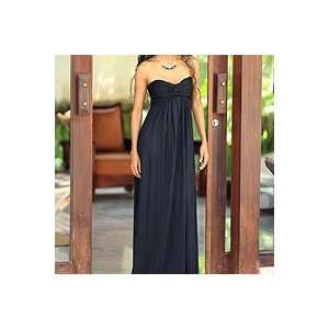  NOVICA Rayon maxi dress, Black Bali Empress