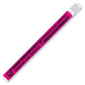   Neon Pink Tyvek Wristbands   Drinking Age Verified Office Products