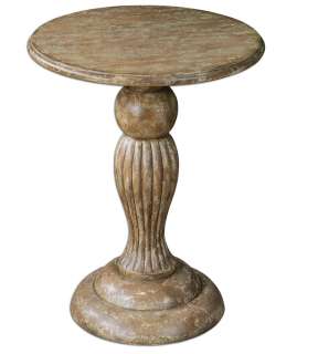 Antique Ivory Distressed Accent Table  