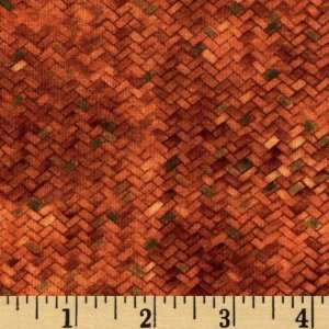  44 Wide Harvest Home Basket Weaving Rust Fabric By The 