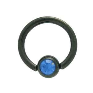   Gauge Jeweled Bead Black Titanium Captive Bead Ring   07170GR: Jewelry