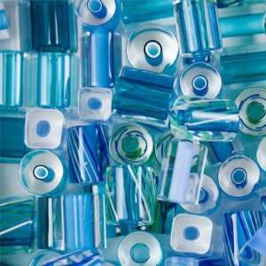  Aqua Blue Cool Ocean Blue Mix Furnace Glass Beads: Arts 