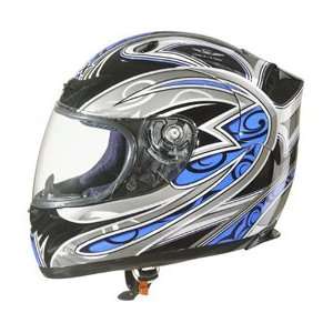  GLX Full Face DOT Motorcycle Helmet, Blue/Black, L (57 