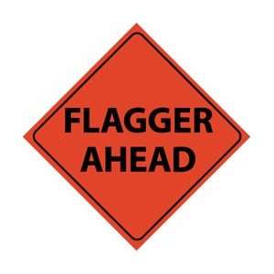 RUR3   Traffic, Flagger Ahead, 48 X 48, Roll Up Sign, Reflective 