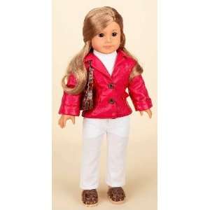  Red Leather Coat Outfit For American Girl Dolls: Toys 