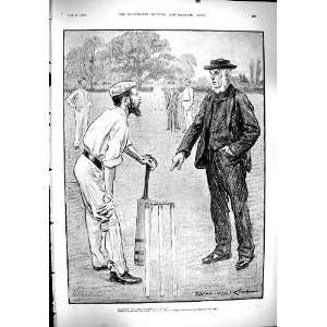   Stumps Umpire Batsman Disagreement King Antique Print