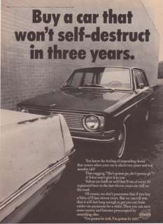 1969 Volvo 144 Sedan Photo Wont Self Destruct Ad  