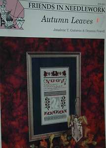 Autumn Leaves cross stitch Friends in Needlework WITH ACORN CHARMS 
