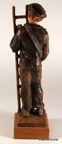 Old Anri Groden Valley Tradesman Man w Ladder Figurine  