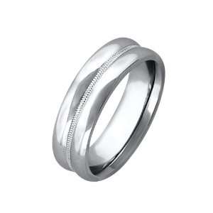  Sterling Silver 6.5mm Curvy Style & Millgrain Center High 